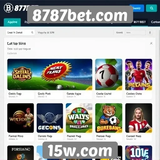 Diversidade de jogos disponíveis no site 8787bet.com